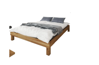 Bett Ringo 2 Sonderlänge 120x220 Wildeiche massiv ohne Kopfteil mit Holzbeinen
