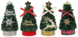 Coonoor Künstlicher Weihnachtsbaum 4 Stück Mini-Weihnachtsbäume, Puppenhausbaum, künstlicher Weihnachtsbaum, Weihnachtsdekoration für den Tisch