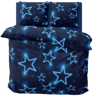 One Home Bettwäsche Sterne, Mikrofaser, 3 teilig, leuchtoptik, Doppelbett