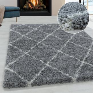 Miovani Hochflor-Teppich Langflorteppich kariert Hochflorteppich Shaggy Wohnzimmer