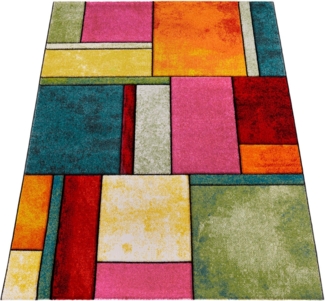 Paco Home Teppich Brilliance 661, rechteckig, Höhe: 18 mm, Kurzflor, modernes 3D-Patchwork Design