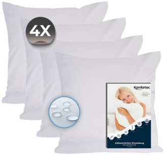 Komfortec Kissenbezüge Wasserdichter Kissenbezug Set, Hypoallergen Kopfkissenbezüge, (4 Stück), 80x80 cm mit Reißverschluss, Atmungsaktiv, Anti-Milben Kissenschoner