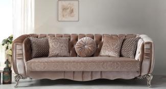 Casa Padrino Luxus Barock Sofa Rosa / Silber 235x103 x H. 82 cm - Barockstil Wohnzimmer Sofa mit dekorativen Kissen