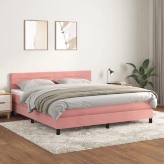 vidaXL Boxspringbett mit Matratze Rosa 180x200 cm Samt 3141382