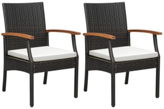 KOMFOTTEU Gartenstuhl, 2 Stück PE-Rattan-Stühle, mit Sitzkissen mit
