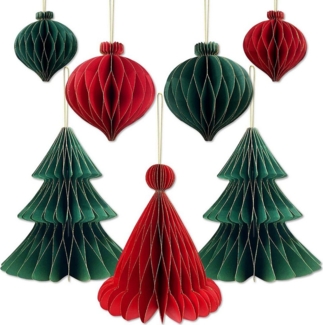 Coonoor Papiersterne 7PCS Weihnachtsbaum Dekor hängen wirbelt Deckendekoration, für Weihnachten Geburtstag Party Dekoration Home Decor