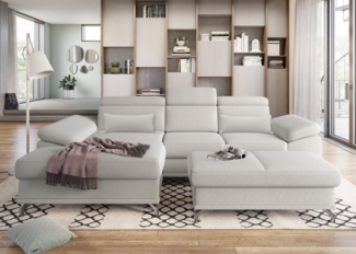 sit&more Ecksofa Cabrio L-Form, mit Sitztiefenverstellung, Arm- und Kopfteilverstellung, 2 Nierenkissen, Federkern, optional Bettfunktion und Stauraum