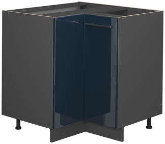 Eckunterschrank Fame-Line Dunkelblau Hochglanz 80.5 cm ohne Arbeitsplatte Vicco