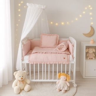 Beistellbett 3in1 90x40 – Matratze & Musselin-Set Rosa | Babyhafen