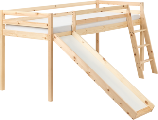 Halbhochbett Kiefernholz STAPLE 90 x 200 cm mit Rutsche Hellbraun