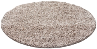 Stilvoll Günstig Hochflor-Teppich für Wohnzimmer und Schlafzimmer Unicolor - Einfarbig, Rund, Höhe: 50 mm