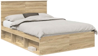 vidaXL Bettrahmen Sonoma-Eiche 135 x 190 cm Massives Kiefernholz 3411021