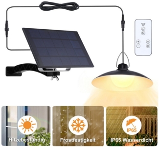 Rosnek LED Solarleuchte für Innen & Außen Hängend, Solar Hängelampe Outdoor mit Fernbedienung, Warmweiß, Kaltweiß, IP65 Wasserdicht, Dimmbare/Timer solarlampe mit 1-4 Lampen, 3M Kabel