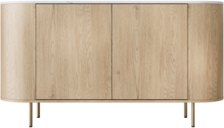 Kommode Lygrint 140 2D (Farbe: Eiche Cremona / Marmor Weiß + Gold)