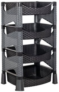 Kaufexpress GmbH Küchenregal Küchenregal mit 4 Etagen aus Kunststoff in Rattan-Optik, Aufbewahrung im stilvollen Rattan-Design