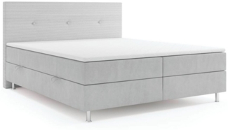 M-Punkt24 Boxspringbett RIO (Grau, Liegefläche 180 x 200cm), mit Bettkasten, Komfort-Schaum-Topper