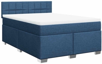 Boxspringbett mit Matratze, Stoff, Viereckige, grauer Fuß, Blau, 140x190 cm, false