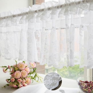 BTTO V&G Scheibengardine Kurze Scheibengardinen,Floral Spitze Kurzes Fenster Vorhang, (1 St), transparent, für Küche Wohnzimmer Schlafzimmer,1/2 Stück