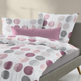 TRAUMSCHLAF Bettwäsche Punkte, Biber, 2 teilig, Winterbettwäsche in warmer Qualität