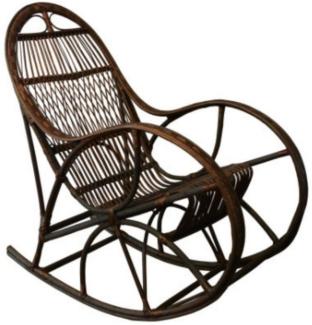 Casa Padrino Luxus Schaukelsessel Dunkelbraun 53 x 120 x H. 115 cm - Handgefertigter Rattan Schaukelstuhl mit Armlehnen - Wohnzimmer Möbel - Garten Möbel - Rattan Möbel - Luxus Möbel