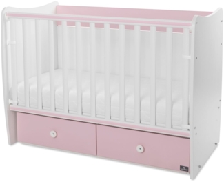 Lorelli Babybett MATRIX NEW Kinderbett 120 x 60 cm, 2 Ebenen, 2 Schubladen rosa