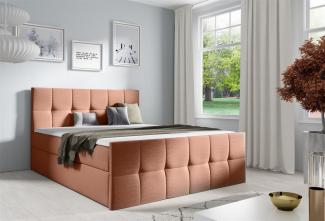 Boxspringbett Schlafzimmerbett CARMEN LUX 180x200 cm Stoff Monolith Pastellorange