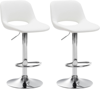 DELUKE® Barhocker 2er Set JAKSON - Weiß, Kunstleder, Chrom Barhocker mit Lehne Barstuhl Tresenhocker Tresenstuhl Kneipenhocker Kneipenstuhl