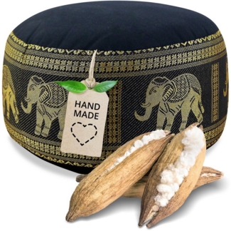 livasia Meditationskissen Zafukissen klein (Deluxe) vegan und handgefertigt, 32x20cm, Kapok