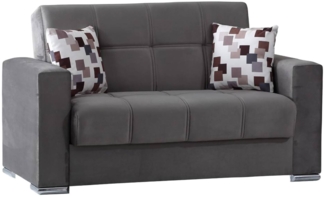 Dmora 2-Sitzer Schlafsofa Anikide, Sofa mit linearem Stauraum, Wohnzimmersofa aus gepolstertem Stoff mit Klick-Klack-Öffnung, 160 x 85 x 91 cm, Grau