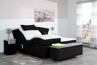 Meisterbetten Boxspringbett Huss 180x220 in VS-Schwarz, Matratzenbezug Nano, Ergoflex-Topper