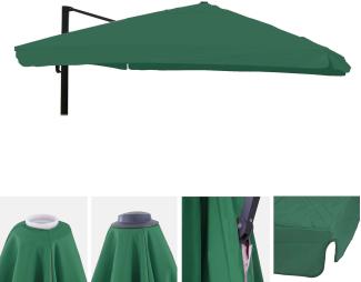 Ersatz-Bezug für Luxus-Ampelschirm HWC-A96 mit Flap, Sonnenschirmbezug, 3x3m (Ø4,24m) Polyester 3kg ~ dunkelgrün