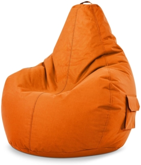 Green Bean© Sitzsack mit Rückenlehne "Cozy" 80 x 70 x 90 cm - Gaming Chair mit 230L Füllung - Bean Bag Lounge Chair Sitzhocker Orange