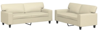vidaXL 2-tlg. Sofagarnitur Creme Kunstleder 3201915