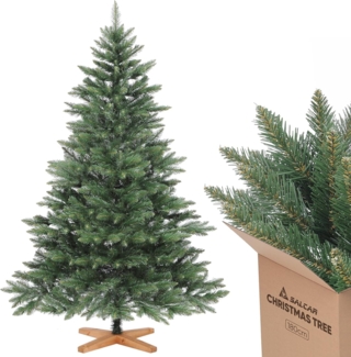 SALCAR 180cm Weihnachtsbaum Künstlich mit Holzständer, PVC Nadeln, Realistischer Christbaum, Hochwertige Dekoration für Innenräume, Einfacher Aufbau