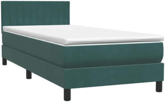 vidaXL Boxspringbett mit Matratze Dunkelgrün 80x220 cm Samt 3316428