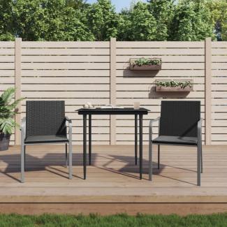 vidaXL Gartenstühle mit Kissen 2 Stk. Schwarz 56x59x84 cm Poly Rattan 364094