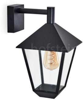 hofstein Außen-Wandleuchte Wandlampe abwärts in antikem Look aus Metall/Glas in Schwarz/Klar, ohne Leuchtmittel, Wandleuchte E27, Hof, Landhaus Außenleuchte, IP44, ohne Leuchtmittel