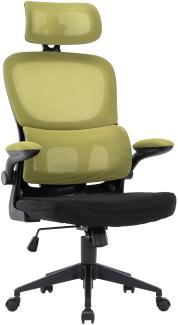 Flexibler Bürostuhl in moderner Mesh-Optik ergonomischer Schreibtischstuhl mit Nacken- und Lordosenstütze Gamingstuhl mit atmungsaktiver Netzrückenlehne und Wippfunktion Schwarz/Grün