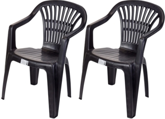 Progarden Stapelstuhl Gartenstuhl Balkonstuhl Bistrostuhl Campingstuhl 84x54x53cm Schwarz (2 St), UV-Beständig, Robust, Wetterfest, Made in Italy, Hochwertig