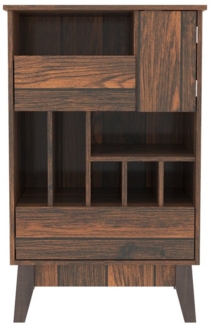 FUFU&GAGA Kommode Kommode mit Flaschenfächern und Türfach, Dunkelholz, MDF, 80×50×40cm