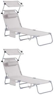 SoBuy Gartenliege OGS48x2, 2-er Set Sonnenliege mit Sonnendach Gartenliege klappbar Gärten Balkon