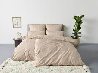 OTTO home Bettwäsche Nature, Renforcé, 2 teilig, Bettwäsche in unregelmäßigem Karo-Muster