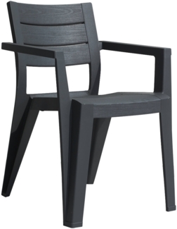 Dmora Set mit 6 Gartenstühlen Courtenay, Gartensitz, Outdoor-Stuhl, Outdoor-Sessel, 62x59 h79 cm, Anthrazit
