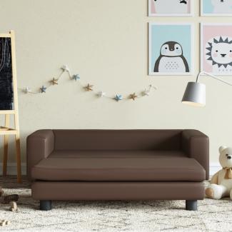 vidaXL Kindersofa mit Hocker Braun 100x50x30 cm Kunstleder 3196416