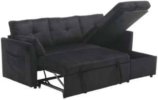 SeedWave Schlafsofa Samt Schlafsofa für 3 Personen, Sofa und Bett in Einem, Umsetzbarer Chaise Longue mit Stauraum, Kissen, Seitentasche