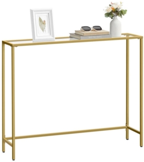 Vasagle Konsolentisch aus Hartglas, verstellbare Füße, Goldfarben, 100 x 35 x 80 cm