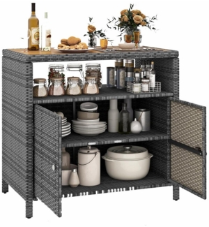 KOMFOTTEU Garten-Geräteschrank, Aufbewahrungsschrank mit Doppeltür, 90x53x66cm
