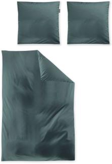 Irisette Mako-Satin uni Bettwäsche Set uni Paris 8000 grün 135x200 cm + 1 x Kissenbezug 80x80 cm