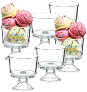 Annastore Eisschale 6-tlg. Eisbecher aus Glas mit Fuß Eisschalen aus Glas Dessertschale