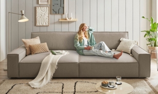 Home affaire Big-Sofa NEU: SHERWOOD XXL, Big-Sofa (316cm), extra tiefe Sitzfläche 95 cm, bequemer Sitzkomfort, Cord u. Leinenoptik, Kedernaht